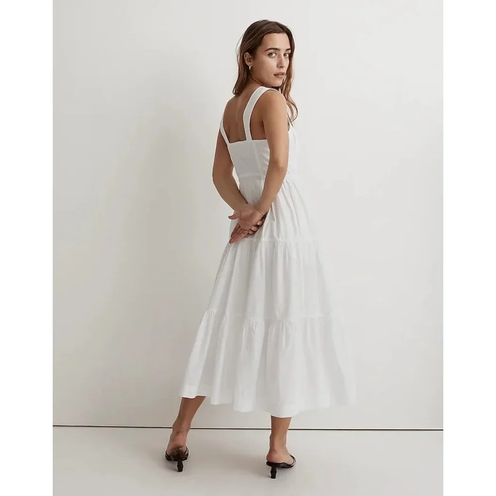 Madewell Button-Front Tiered Midi Dress Item NK427, Size 6 - Picture 2 of 6